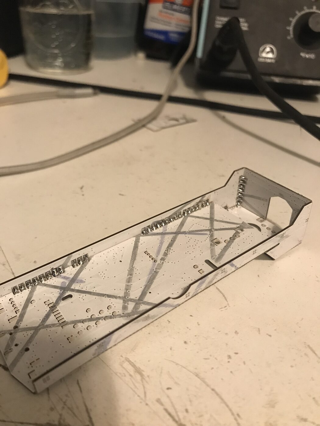 Underside of the badge board, showing the chassis shape