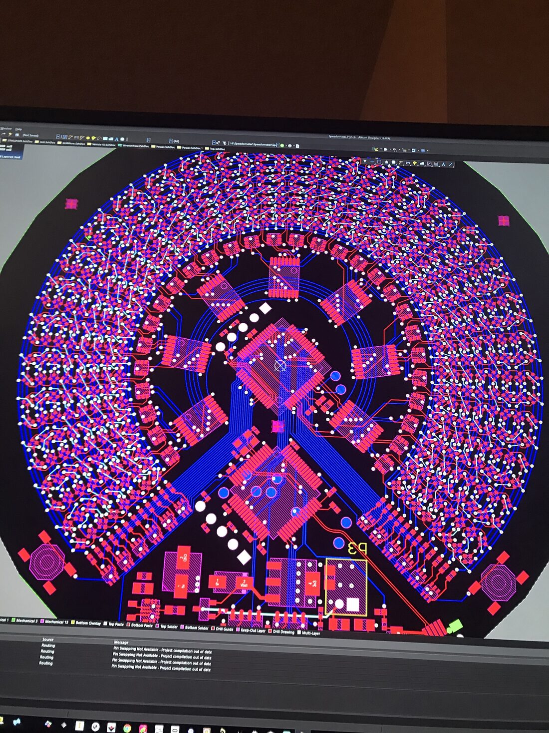 Fully routed board with all layers displayed